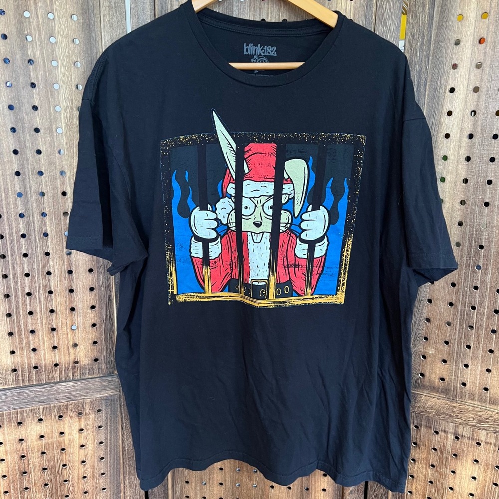 Blink 182 I Wont Be Home For Christmas T Shirt Mens XXL Rabbit in Jail Punk Emo